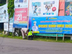 Operasi Zebra Candi 2025 Dimulai, Sat Lantas Polres Pekalongan Pasang Banner Peringatan di Jalan Raya